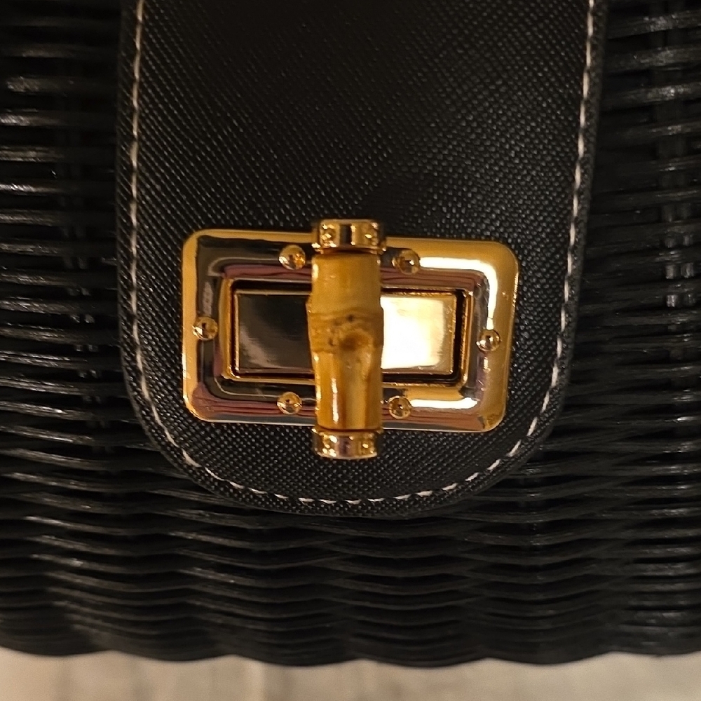 Chico's Black Woven Shoulder Bag with Gold Accents [2/$20] - Picture 5 of 5